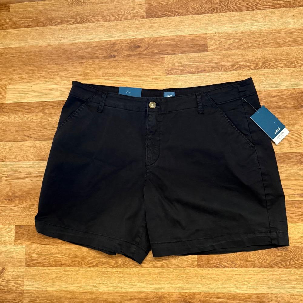 JAG Jeans Chino Shorts Women's 22W Black Plus Size Stretch‎ Mid Rise NWT